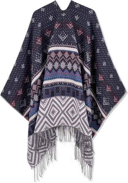 Moss Rose Women's Shawl Wrap Poncho Ruana Cape Open Front Cardigan Shawls for Spring Fall Winter