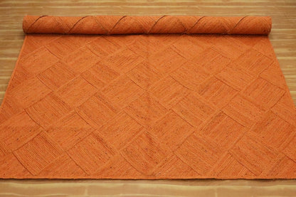 Hand Braided Jute 4 Ft Square Kilim Rug Flatweave Pink Geometric Pattern Jute Sisal Rug, Thick 0.27 Inch Indoor Outdoor Carpet for Kitchen, Bedside, Yoga Mat - Colors A