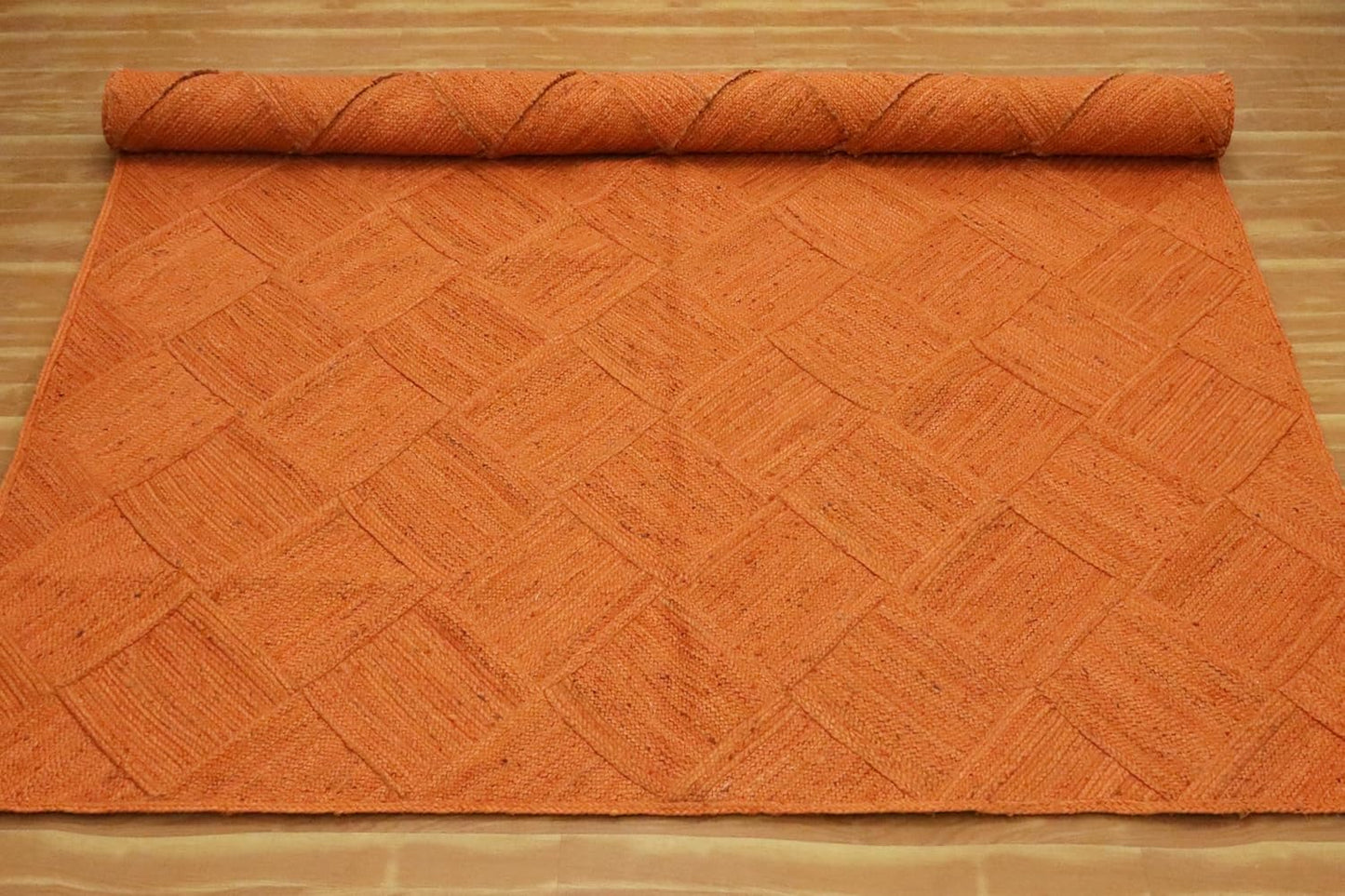 Hand Braided Jute 4 Ft Square Kilim Rug Flatweave Pink Geometric Pattern Jute Sisal Rug, Thick 0.27 Inch Indoor Outdoor Carpet for Kitchen, Bedside, Yoga Mat - Colors C