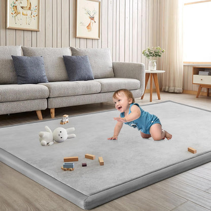 Baby Play Mat for Floor Nursery Rug Muscle Mat Area Rug Playroom Rug 79"x110" Playpen Mat Memory Foam 1.3" Thick Crawling Mat For Babies,Toddlers, Infants, Kids,Grey