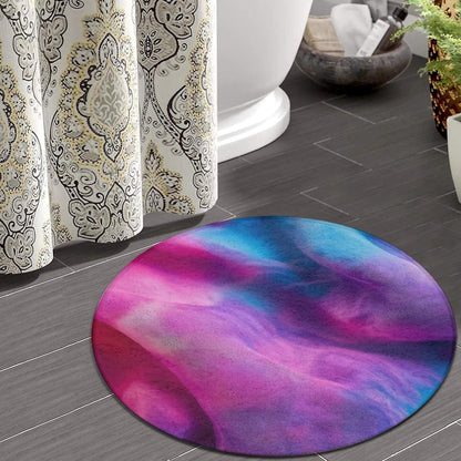 Soft Round Yoga Carpet, Office Chair Decor Round Mat for Carpet and Hardwood Floors Purple Butterfly
