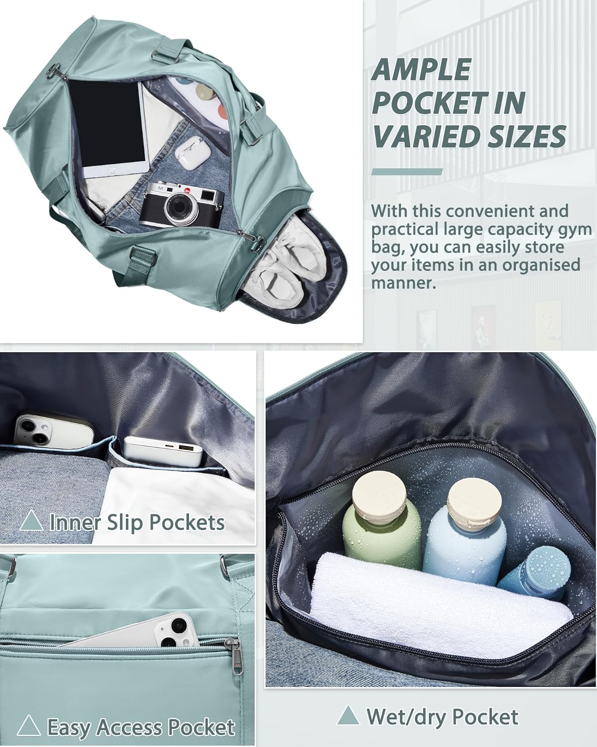 Gym Bag Womens Mens with Shoes Compartment and Wet Pocket Travel Duffel Bag for Women for Plane Sport Gym Tote Bags Swimming Yoga Waterproof Weekend Overnight Carry on Bag Hospital Holdalls - Colors A
