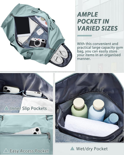 Gym Bag Womens Mens with Shoes Compartment and Wet Pocket Travel Duffel Bag for Women for Plane Sport Gym Tote Bags Swimming Yoga Waterproof Weekend Overnight Carry on Bag Hospital Holdalls - Colors A