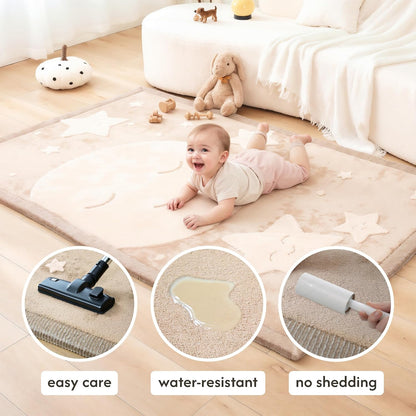 Hakuna Matte CloudSoft Mat for Floor 60" x 80" Beige – Coral Velvet Memory Foam Rug – Non-Slip, Water-Resistant