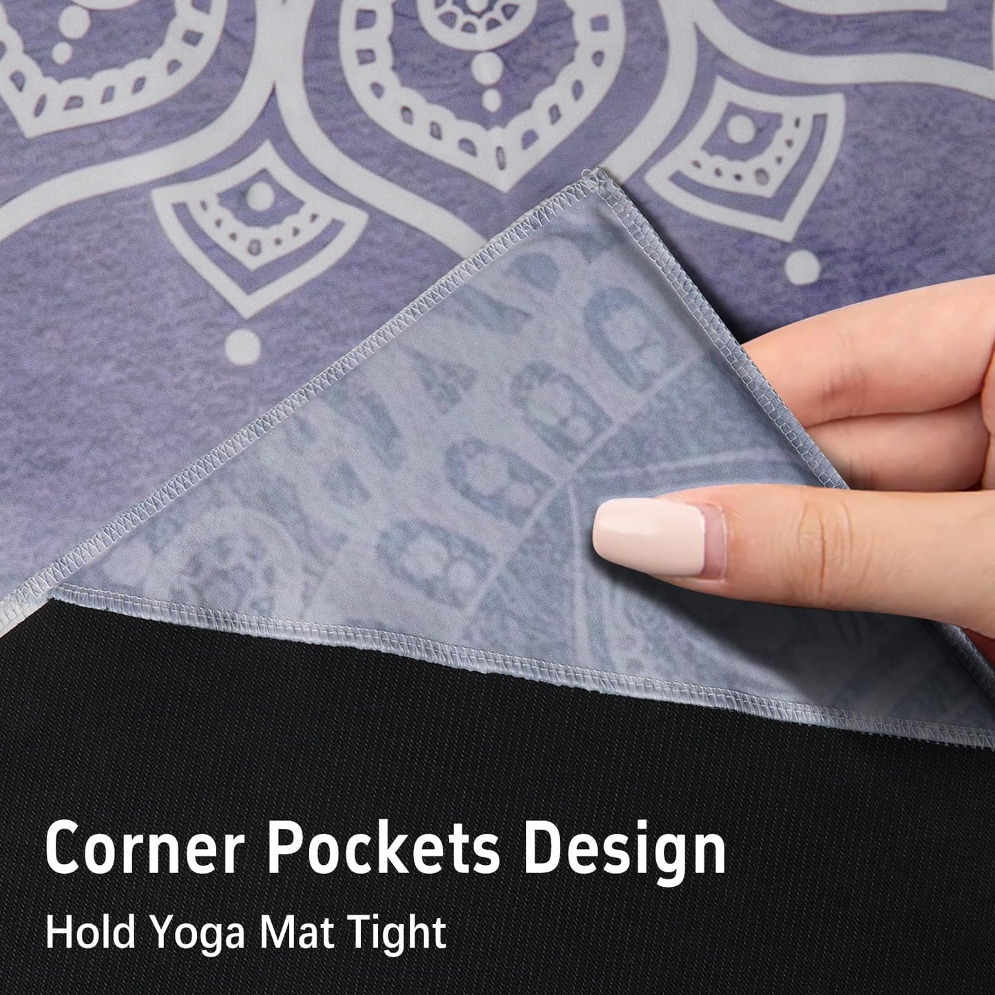 Hot Yoga Mat Towel with Corner Pockets Yoga Towels for Hot Yoga Non Slip with Travel Bag Sweat Absorbent Yoga Blankets Mat Cover for Workout Gym 70"x26" (Mountain-01, 70x26)