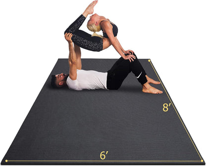 GXMMAT Large Yoga Mat 12'x6'/10'x6'/6'x8'(7mm), Extra Thick Workout Mats for Home Gym Flooring, Ultra Comfortable Non-Slip Quick Resilient Barefoot Wide Exercise Mat for Pilates, Stretching,Meditation