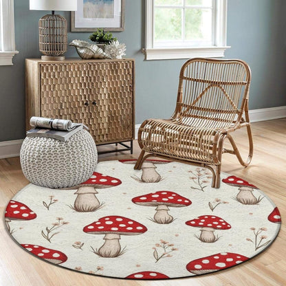 Large Home Decor Mat, Soft Round Yoga Carpet, Non Slip Machine Washable Home Office Circle Rug Gothic Witchy Sun Moon Mushroom Moth
