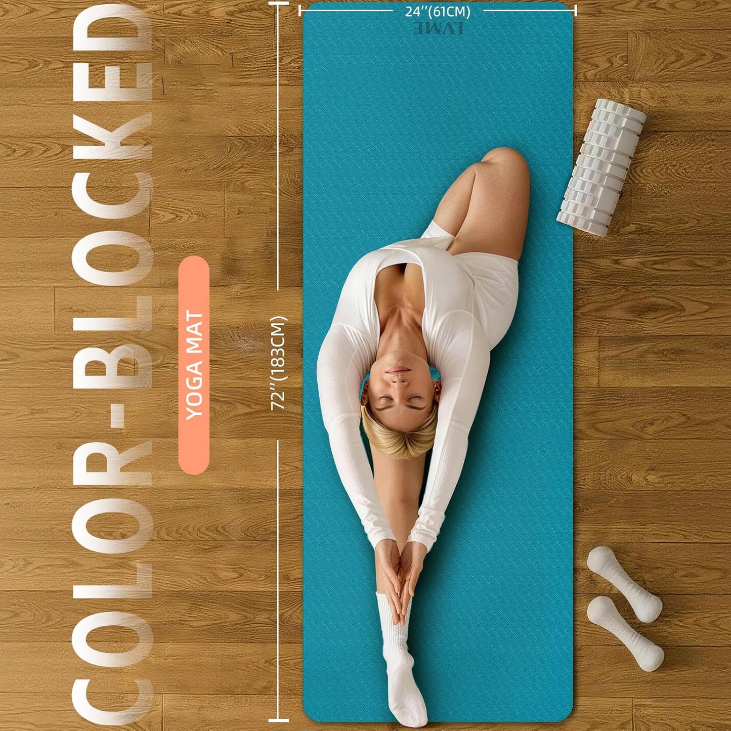 Yoga Mat Non Slip, Anti-Tear 1/4" & 2/5" Thick TPE Yoga Mats for Women and Men, a stylish and practical dual-tone yoga mat.72"x24" Exercise & Fitness Mat with Carrying Strap, Workout Mats for Yoga, Pilates and Floor Exercise
