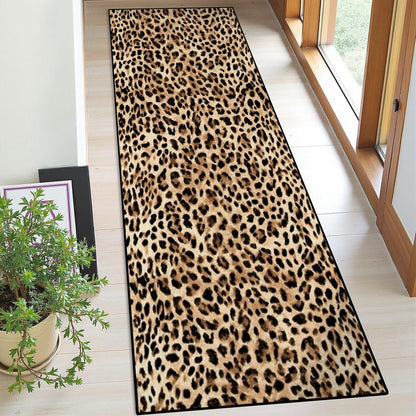 Runner Rug Washable 2x8 Leopard Print Seamless Leopard Skin Fashionable Cheetah Fur Non-Slip Hallway Area Rug Indoor Outdoor Home Decor for Entryway Bathroom Kitchen Carpet Yoga Floor Mat