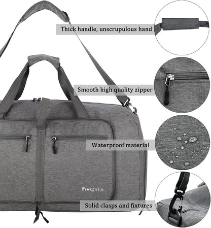 Woogwin Travel Duffel Bag Large Foldable Waterproof Overnight Bag for Beach Swim Bags Pool Sports Gym
