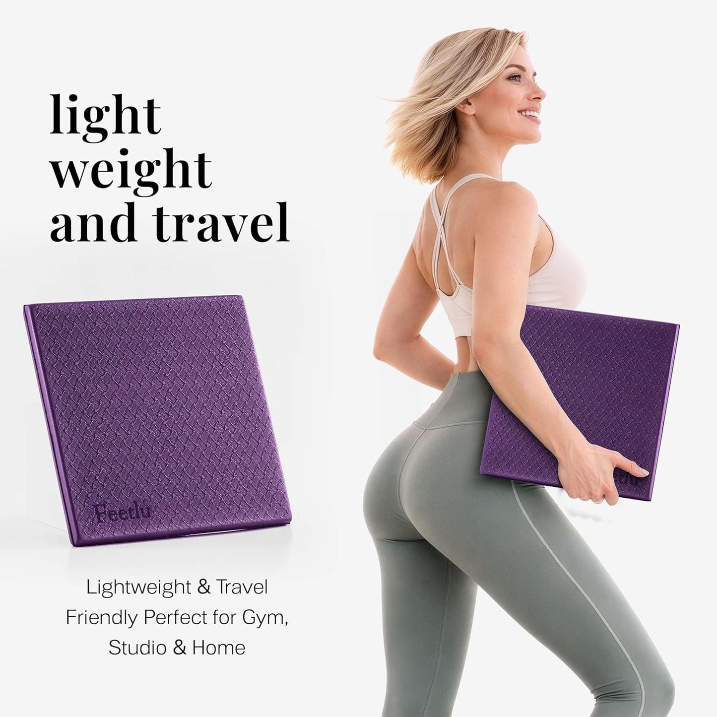 Yoga Knee Pad Cushion Exercise Knee Pad Folding, 1/2" Thick 24"x12" Eliminate Pain During Yoga or Exercise Workout– Extra Thick Padding& Support for Yoga Pilates, Fitness Exercise