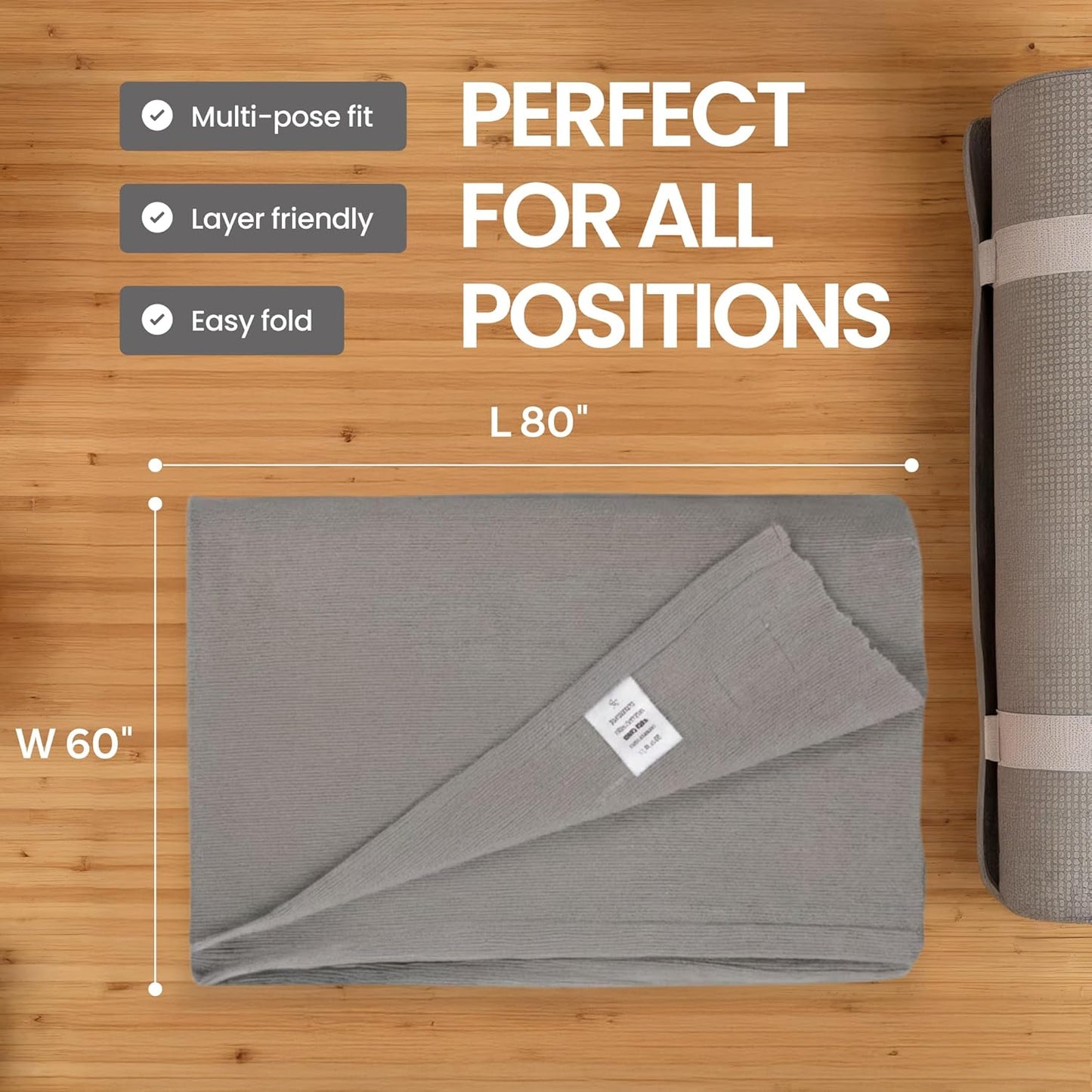 Yogikuti Iyengar 100% Cotton Yoga Blanket Grey Set of 4pcs Premium Blanket for Support & Comfort in Iyengar Yoga & Restorative Poses