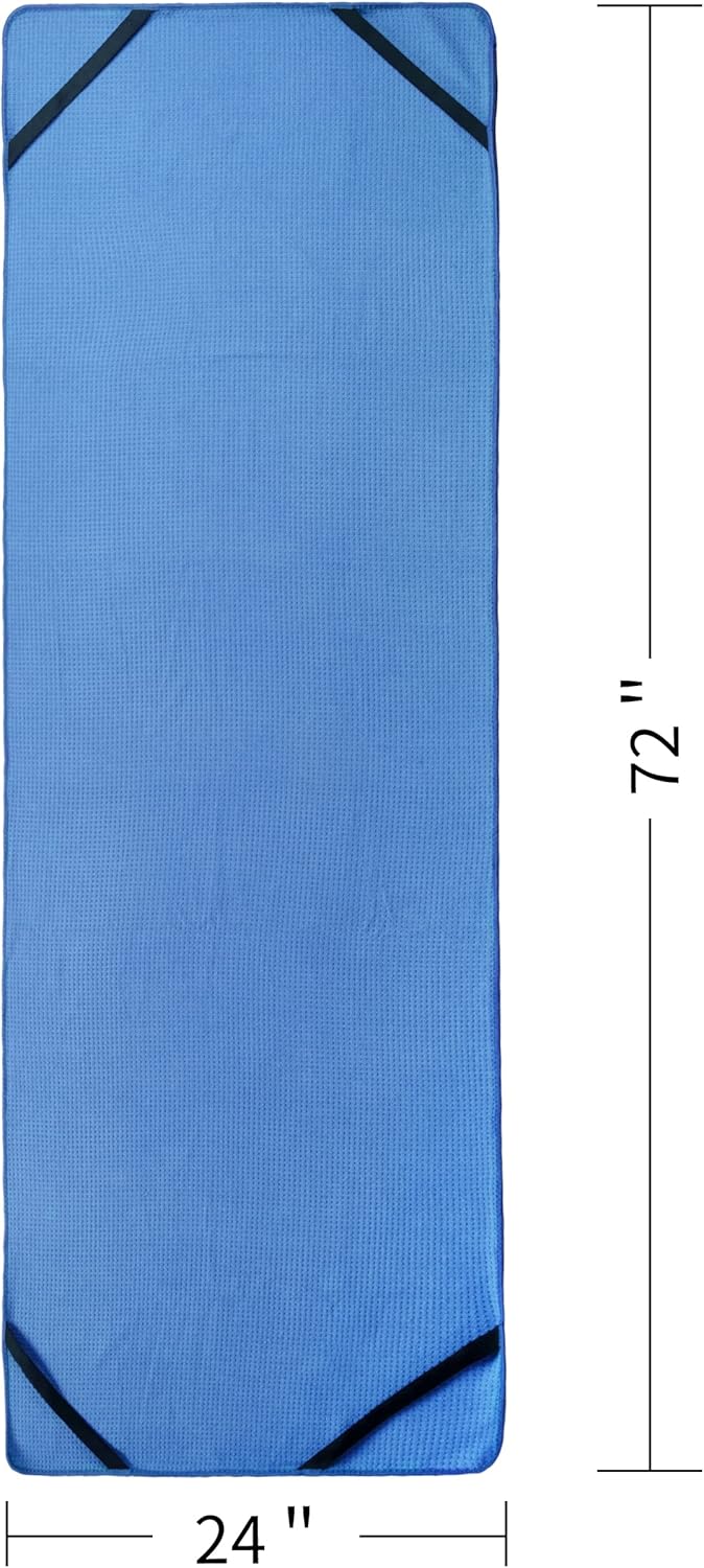 POLYTE Microfiber Hot Yoga Towel Mat with Non-Slip Silicone Grip and Secure Fit Elastic Straps, 24 x 72 in (Gray)