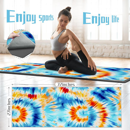 Yoga Mat Towel,Hot Yoga Towel High-Definition Pattern,Machine Washable with Ultra-Absorbent Yoga Towels for Hot Yoga Non Slip for Fitness,Exercise,Pilates,72 x 27 in,Pink and Green Gradient