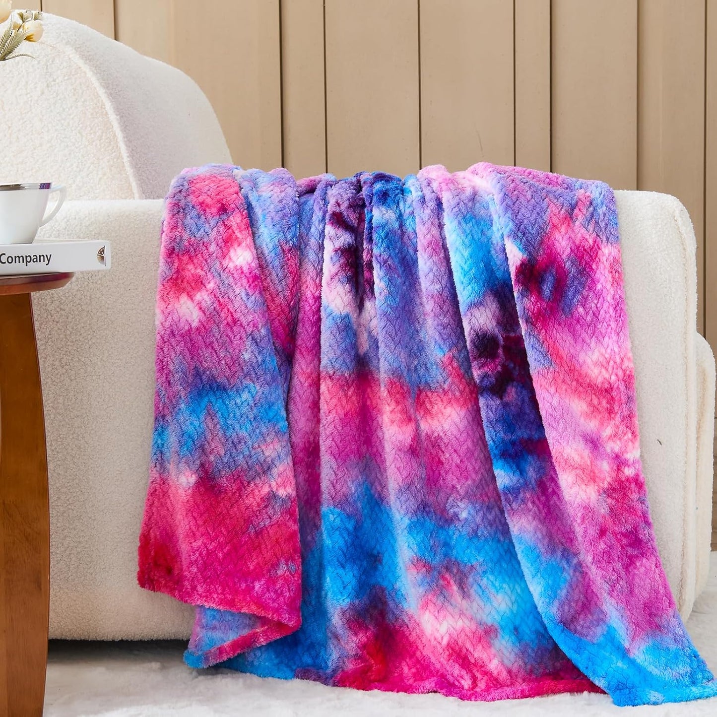 NEWCOSPLAY Super Soft Throw Blanket Light Purple Premium Silky Flannel Fleece Leaves Pattern Lightweight Bed Blanket All Season Use (Light Purple, Throw(50"x60")) - Colors B