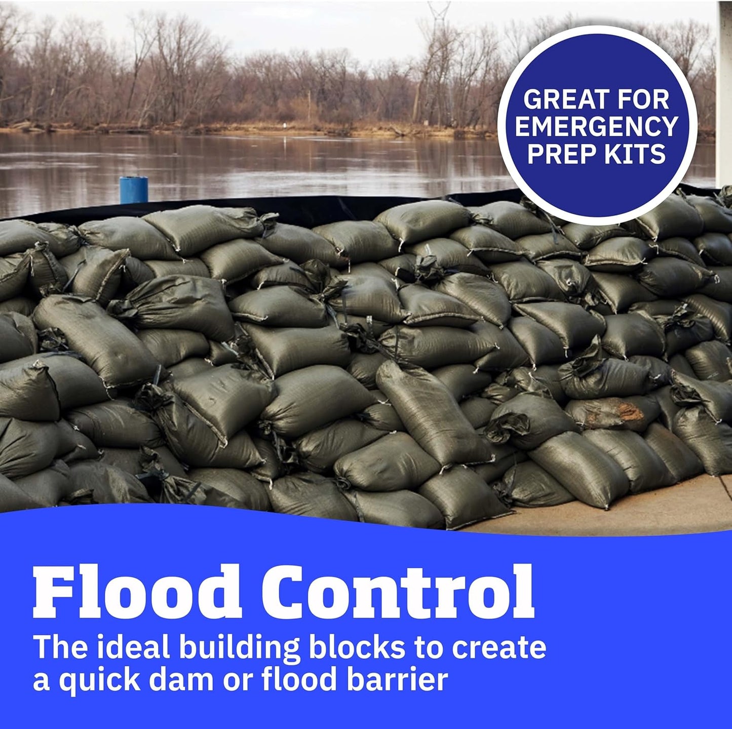 DURASACK Heavy Duty Sand Bags with Tie Strings Empty Woven Polypropylene Sand-Bags for Flood Control with 1600 Hours of UV Protection, 50 lbs Capacity, 14x26 inches, Green, Pack of 50