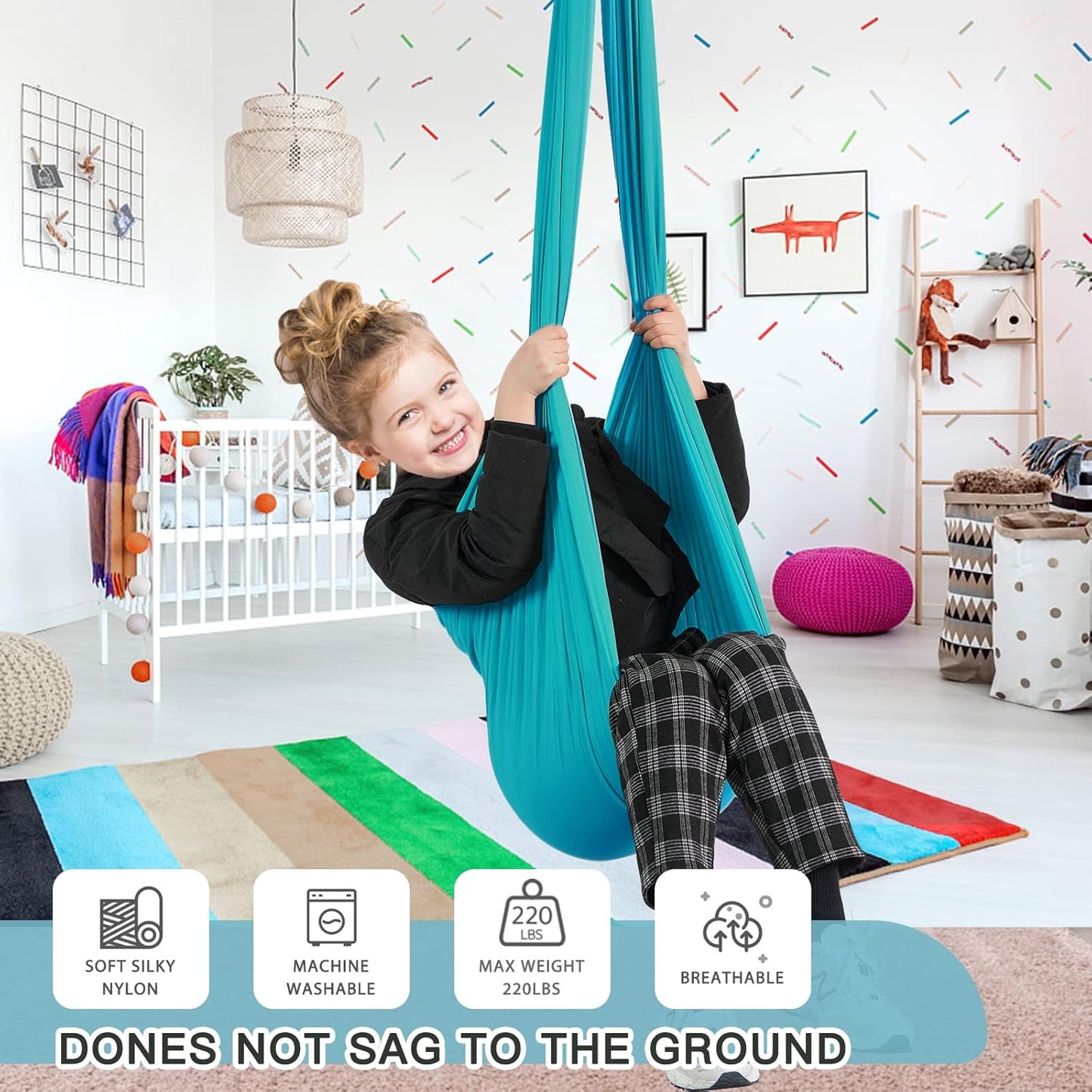 Aokitec Therapy Swing for Kids with Special Needs (Hardware Included) Snuggle Swing Cuddle Hammock Indoor Adjustable Aerial Yoga for Children with Autism, ADHD, Asperger, Sensory Integration