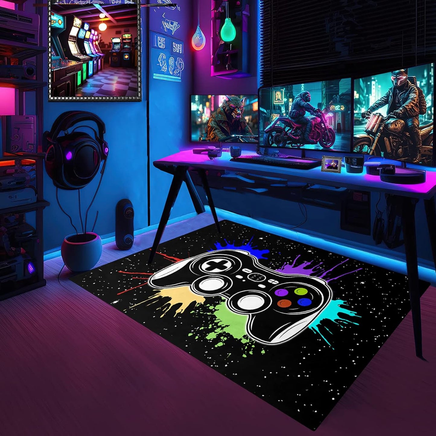 Game Controller Rugs for Bedroom Boys Living Room Gamer Gamepad Red Carpets Floor Mat Player Indoor Mats Gaming Art Design Home Decor Crystal Doormat Yoga Mats 3'x5'
