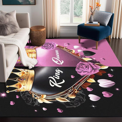 5' X 7' Queen and King Rug Black Grey Area Rugs Dining Living Room Bedroom Kitchen Office Yoga Room Washable Floor Mat Doormats Throw Rug Carpet Room Decor