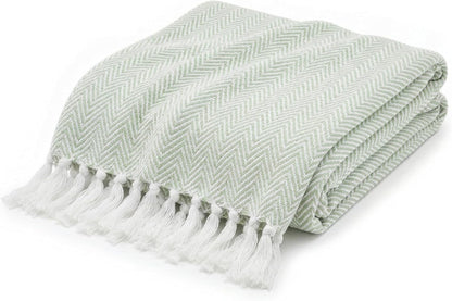 Americanflat 50x60 Throw Blanket - Soft and Breathable Cotton Throw Blanket for Couch, Bed, Chair - Decorative Blankets Perfect for Home or Outdoor Use - Navy Blue and White Double Diamond Design