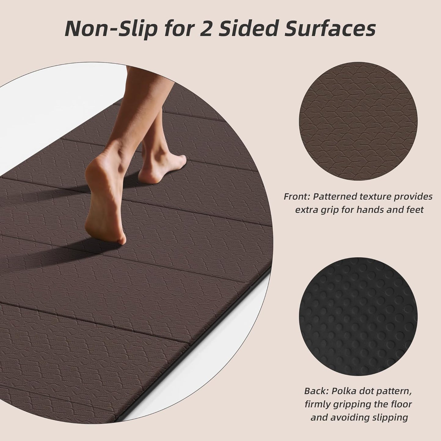 HAHE Foldable Yoga Exercise Mat, 74"Lx32"Wx1/3"Thick, TPE Multi-purpose Workout Mats with Non-slip Surface, Portable for Yoga/Pilates/Studio/Home Gym