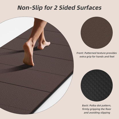 HAHE Foldable Yoga Exercise Mat, 74"Lx32"Wx1/3"Thick, TPE Multi-purpose Workout Mats with Non-slip Surface, Portable for Yoga/Pilates/Studio/Home Gym