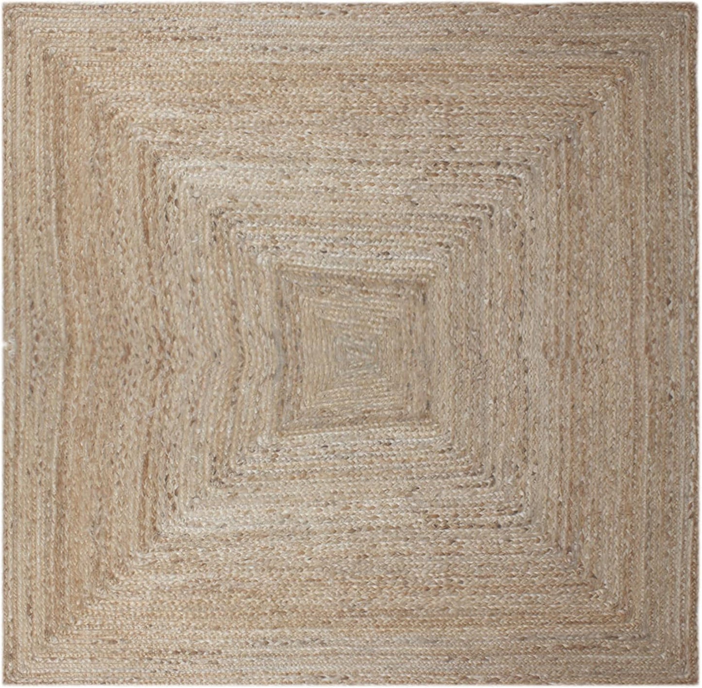 Scalloped Edge Kilim Rug 3' Square Rug Beige & Multicolor Cape Cod Design Carpet Thick 0.27 inches Hand Braided Jute Flatweave Indoor Outdoor Use Rugs for Bedroom, Kitche, Yoga Mat