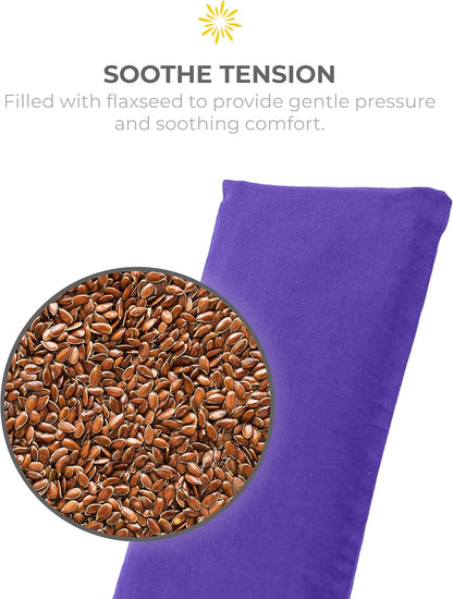 4-Pack Unscented Sateen Eye Pillows, Low-Luster, 9’’ x 4’’ Flaxseed Weighted Eye Mask for Sleeping, Hot or Cold Therapy for Relaxation, Migraine, and Headache, Blue