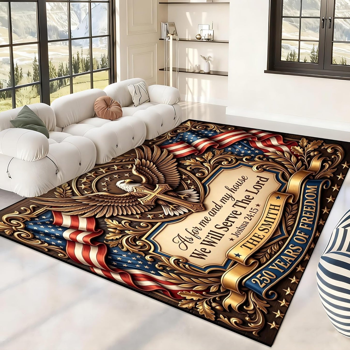 Personalized Family Name Initials Monogram Pink Rug, Shining Butterfly Printed Carpets for Girls Kids Butterfly Theme Living Room Indoor Bedroom Decor 5'×7' Soft Polyester Yoga Mat