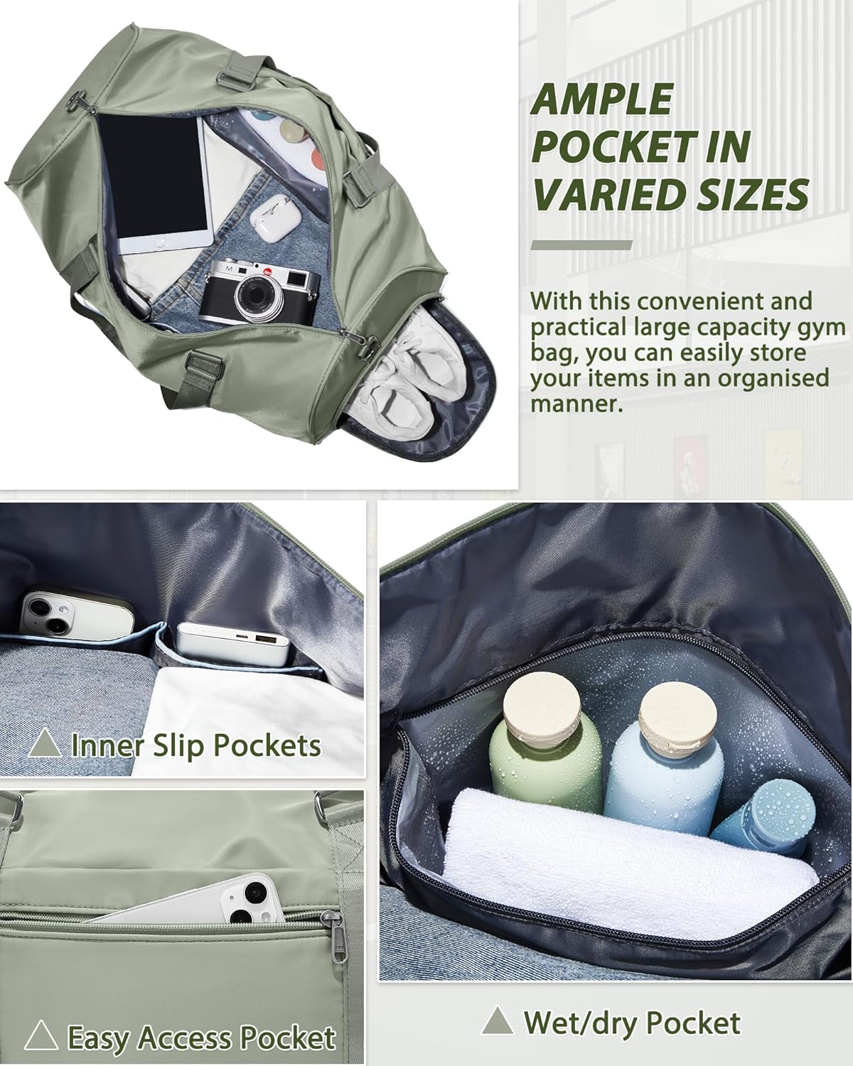 Gym Bag Womens Mens with Shoes Compartment and Wet Pocket Travel Duffel Bag for Women for Plane Sport Gym Tote Bags Swimming Yoga Waterproof Weekend Overnight Carry on Bag Hospital Holdalls - Colors A