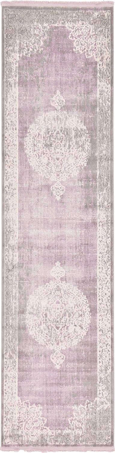 Unique Loom New Classical Collection Area Rug - Olwen (4'Round, Purple/ Gray)