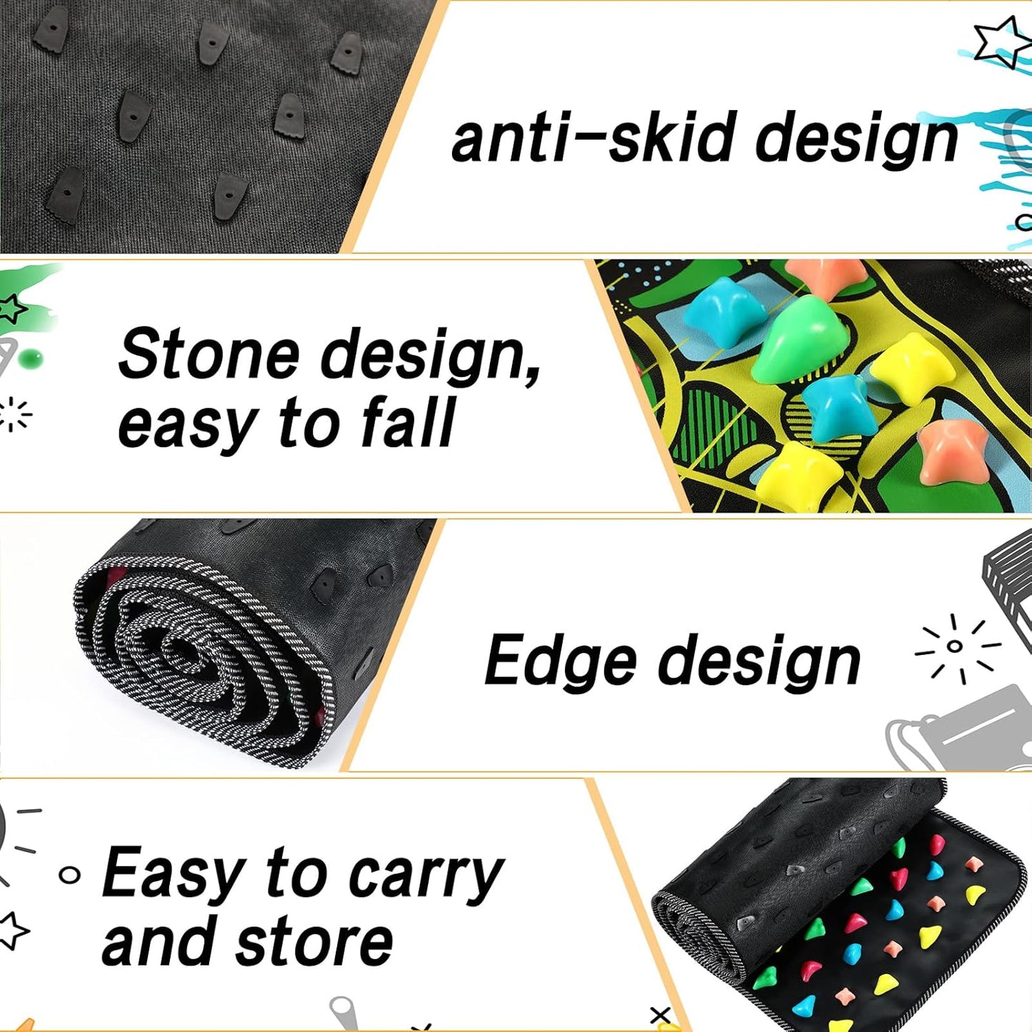 BBTO Foot Massage Mat Reflexology Walk Stone Road for Acupressure Foot Massage Acupoint Mat for Long Sitting Elderly Students and Office Workers(55.12 x 13.78 Inches)
