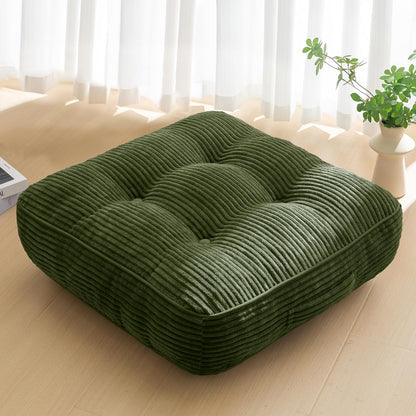 HIGOGOGO Floor Pillow Cushion for Adults, Meditation Cushion Pillow, Large Square Floor Sitting, Tufted Corduroy Cover, for Tatami Living Room or Yoga, 22x22 Inch, Dark Grey