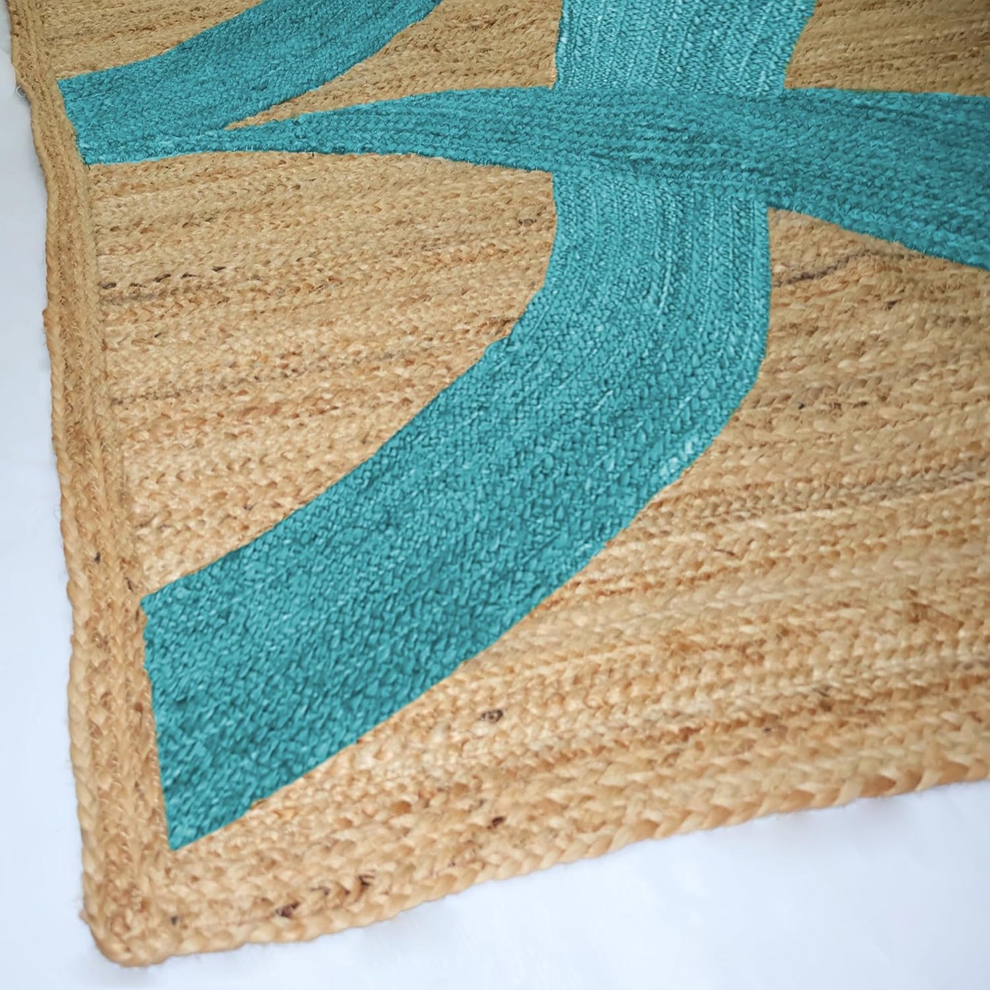 Premium Quality Jute Rug 4x6 Feet Area Rug Natural Fiber Jute Rugs Thick 0.27" Black Abstract Pattern Geometric Rugs for Kids Room, Living Room, Yoga Mat, Indoor Outdoor Carpet - Colors A