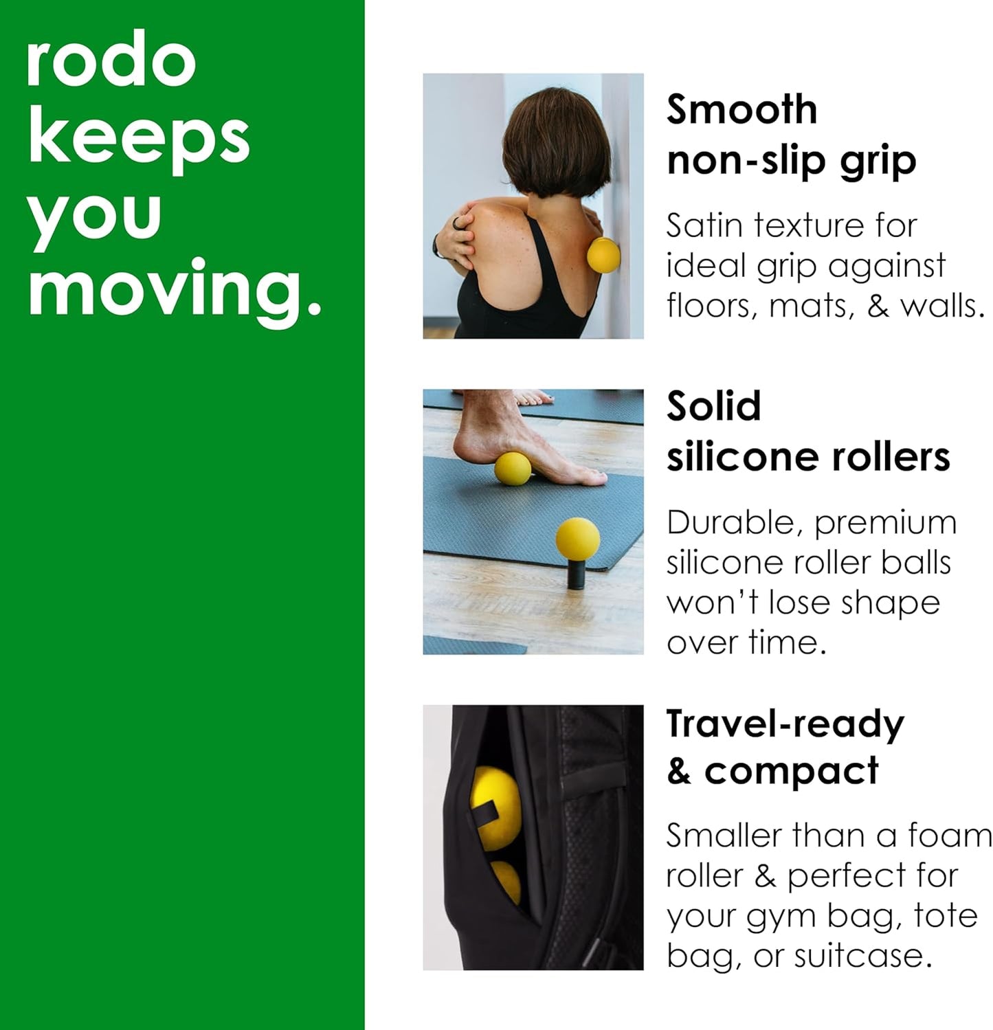 Rodo 2-in-1 Firm Peanut & Lacrosse Ball Roller | Deep Tissue Massage Tool for Fascia, Plantar Fasciitis, Hips & Back | Mobility & Recovery Roller | Compact, Travel-Friendly, Pilates, Therapy Ready