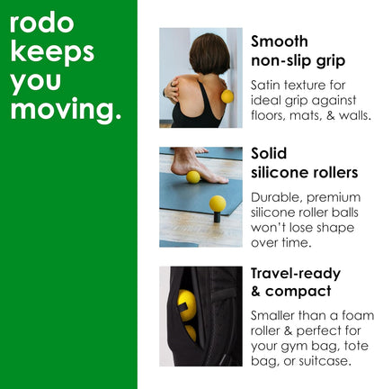 Rodo 2-in-1 Firm Peanut & Lacrosse Ball Roller | Deep Tissue Massage Tool for Fascia, Plantar Fasciitis, Hips & Back | Mobility & Recovery Roller | Compact, Travel-Friendly, Pilates, Therapy Ready