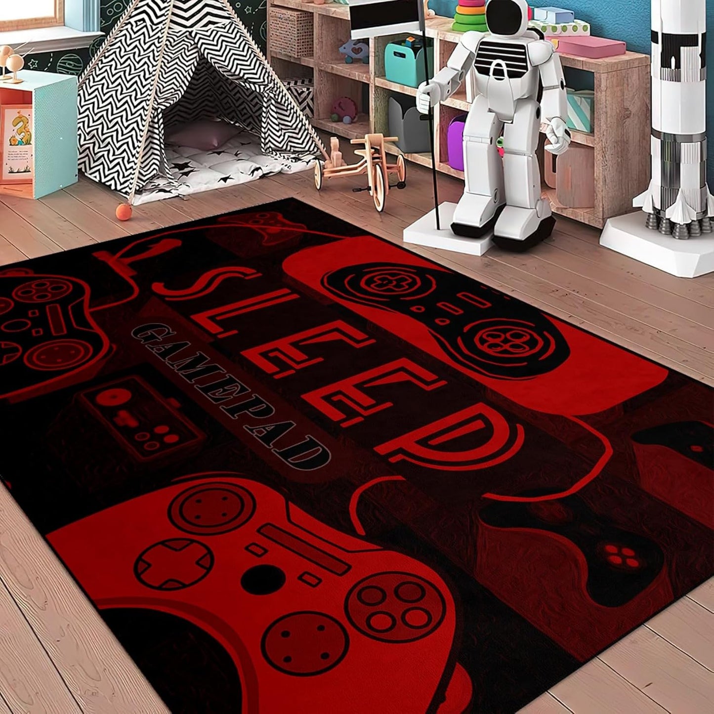 Game Controller Rugs for Bedroom Boys Living Room Gamer Gamepad Red Carpets Floor Mat Player Indoor Mats Gaming Art Design Home Decor Crystal Doormat Yoga Mats 3'x5'