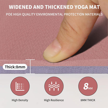 Large Yoga Mat (6'x 4') - Extra Long and Wide Workout Mat for Men and Women, Non-Slip POE 0.32''/0.4'' Thick Fitness Mat, Eco-Friendly Exercise Mat for Home Workouts, Ideal for Yoga and Pilates