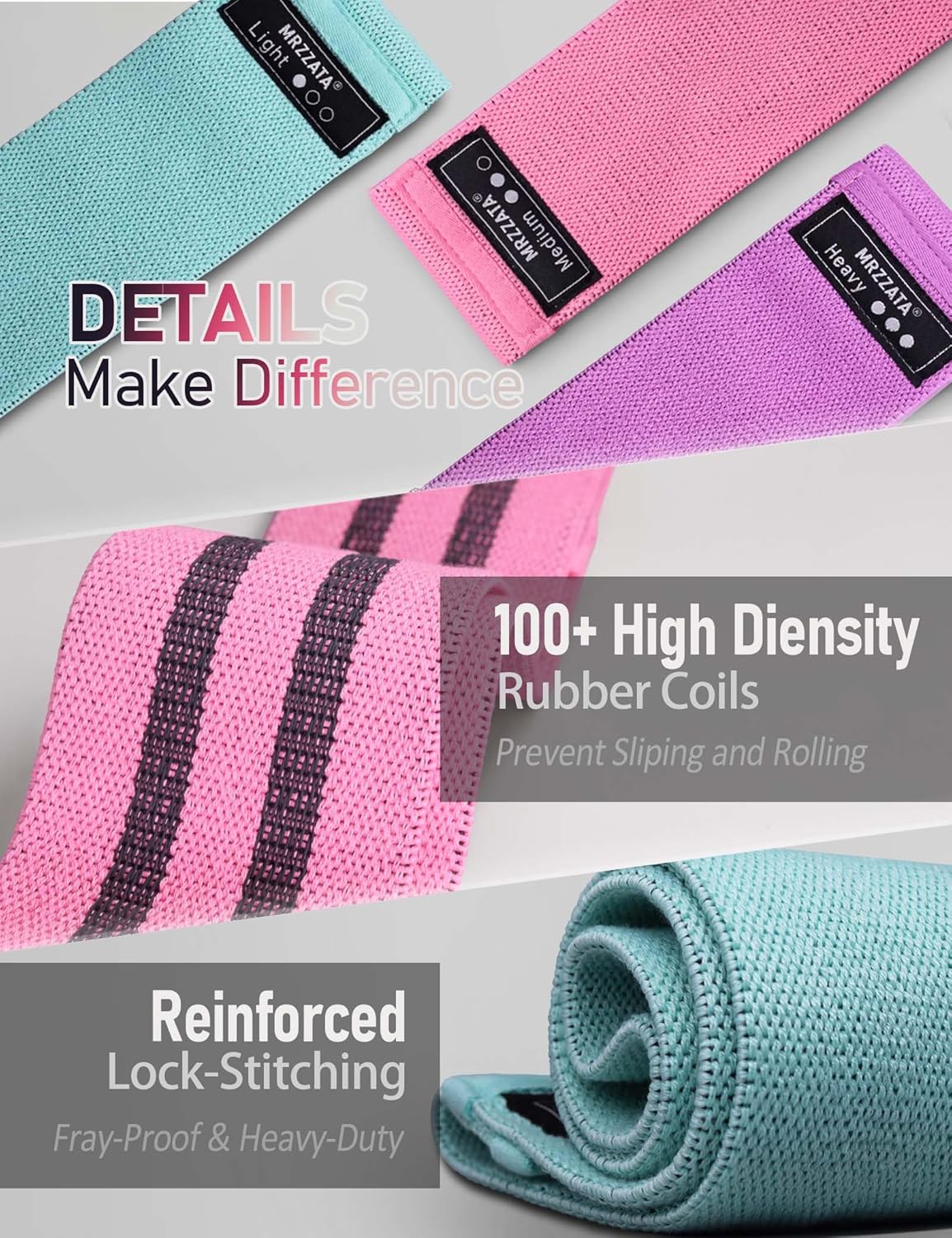 Resistance Bands for Working Out Hip and Legs, Fabric Booty Bands Set, Widen Exercise Bands for Women Men, Pilates Stretch Yoga Starter Set