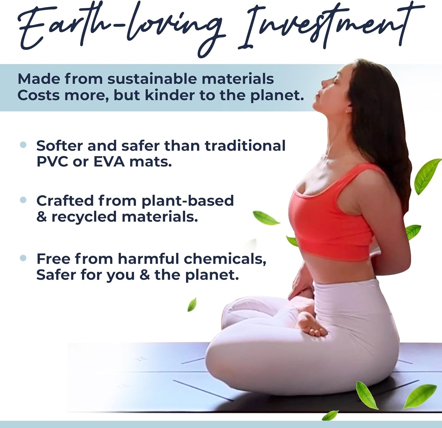 Y O Gayo Eco Balance Yoga Mat with Carry Strap – Superior Grip, Non-Slip, Durable & Lightweight, Sustainable Natural Rubber Mat with Alignment Lines