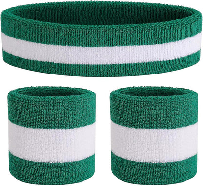 ONUPGO Sweatband Set Sports Headband Wristband Set Sweatbands Terry Cloth Wristband Wrist Sweatband Headbands Moisture Wicking Sweat Absorbing Head Band