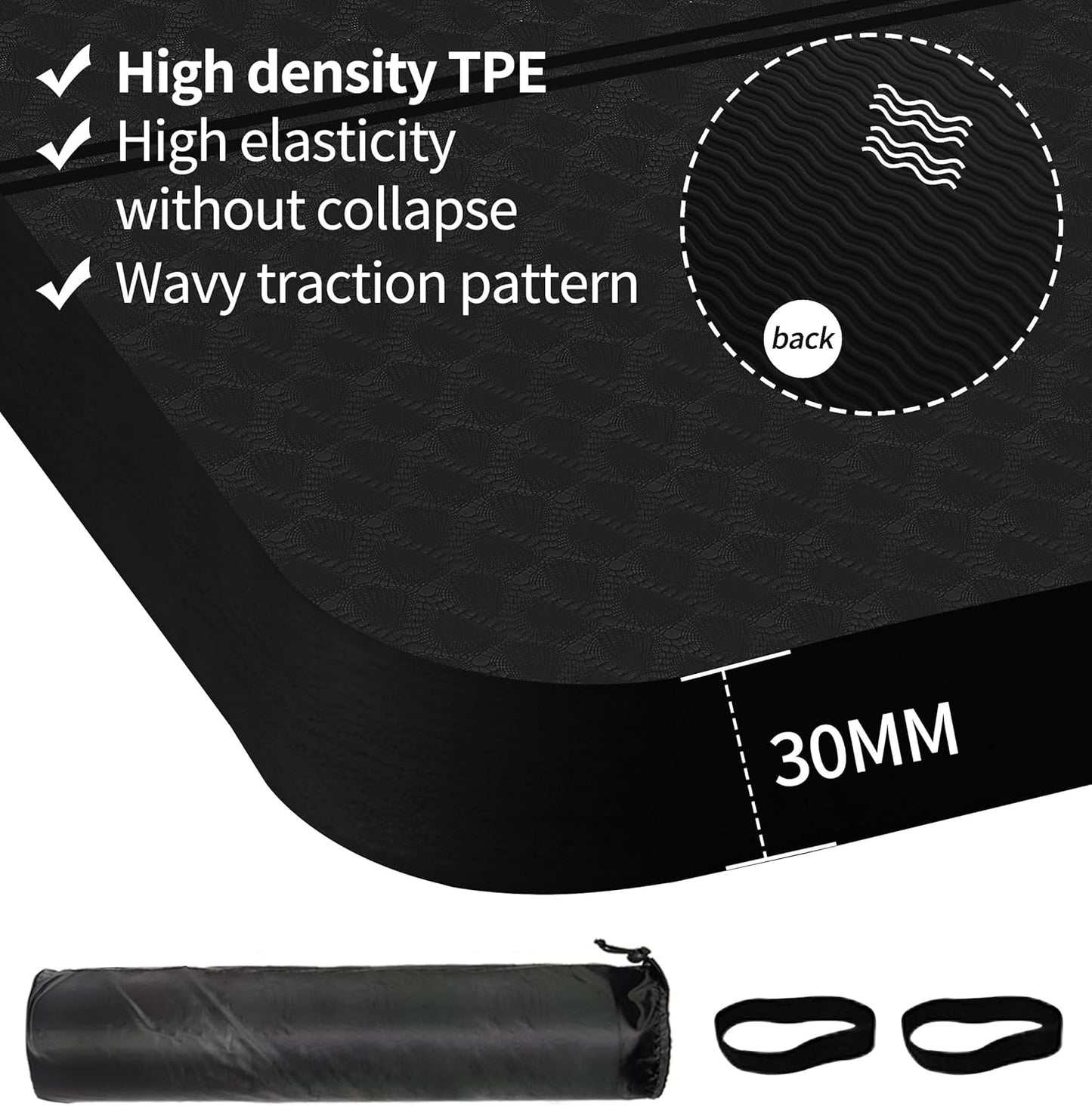 nuveti Large Exercise Mat - 15mm/20mm/30mm Thick Yoga Mat | Workout Mat for Fitness, Yoga, Pilates, Stretching & Floor Exercises for Women & Men with Free Carrying Bag