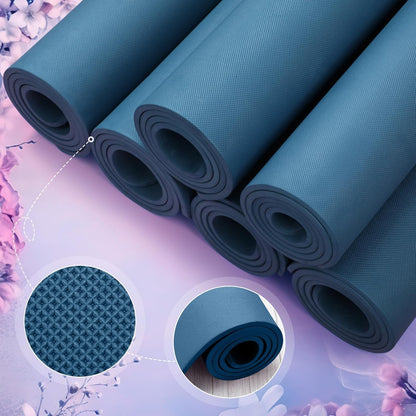 Timgle 6 Pcs 10mm Thick Yoga Mat Bulk 68 x 24 Inches Anti-slip Tear-resistant Exercise Mat Adult Gym Mats for Fitness, Stretching, Workout and Studio, Outdoor Yoga, Pilates
