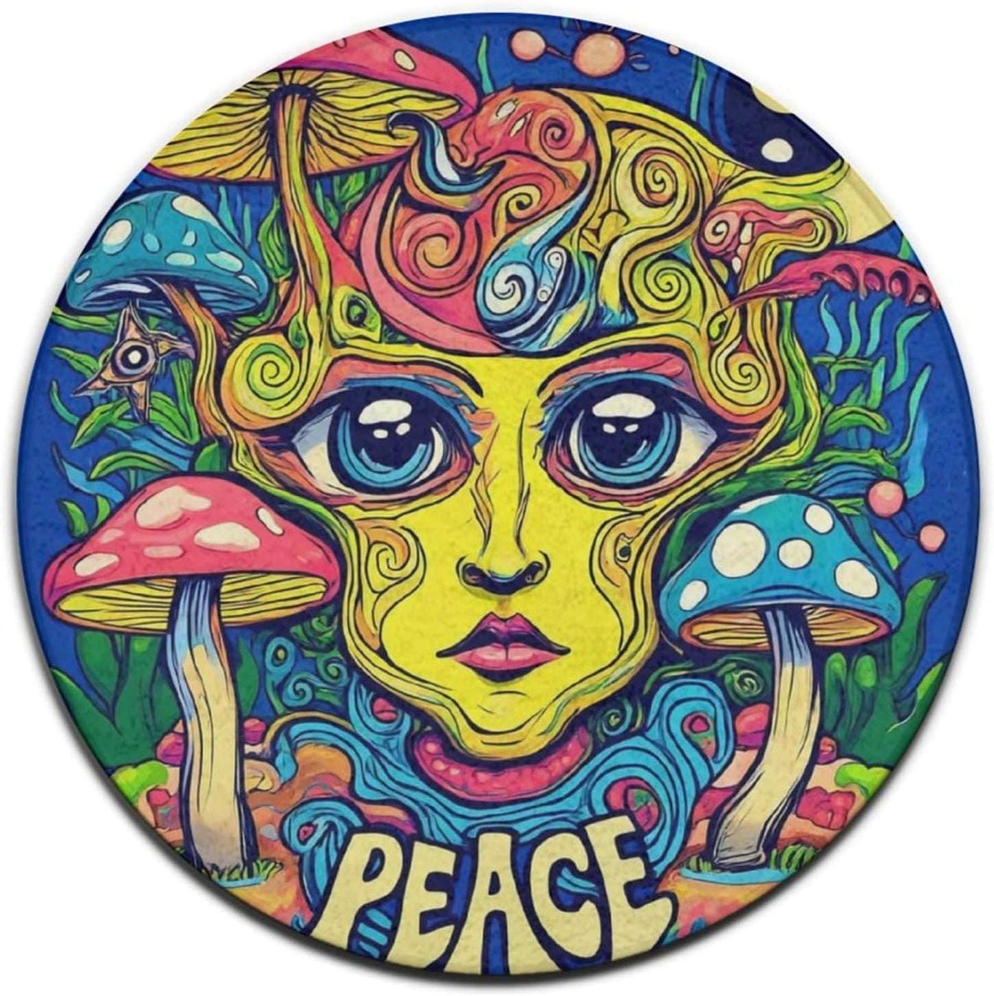 Home Decor Non Slip Kitchen Office Circle Rug, Machine Washable Modern Round Area Rug, Room Sofa Yoga Soft Round Carpet Purple Galaxy Trippy Space Astronaut Art, 36inch