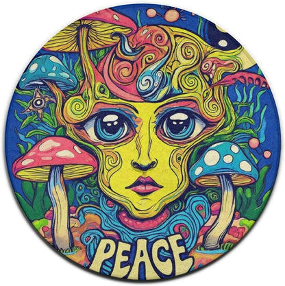 Home Decor Non Slip Kitchen Office Circle Rug, Machine Washable Modern Round Area Rug, Room Sofa Yoga Soft Round Carpet Purple Galaxy Trippy Space Astronaut Art, 36inch