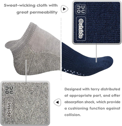 unenow Unisex Non Slip Grip Socks with Cushion for Yoga Pilates Barre Home & Hospital