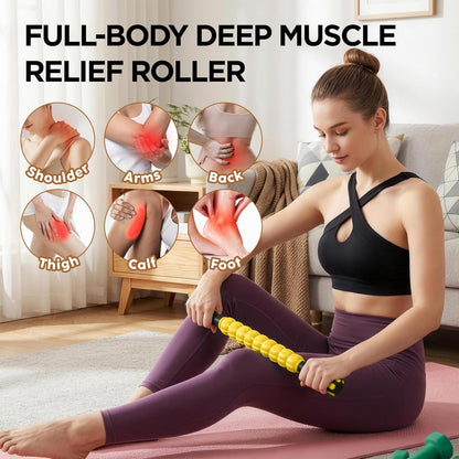 Muscle Roller Massage Roller Stick- Deep Tissue Fascia Blaster for Myofascial Pain Relief, Lymphatic Drainage & Body Sculpting, Handheld Physical Therapy & Recovery Tool (Gray black-18 inch)