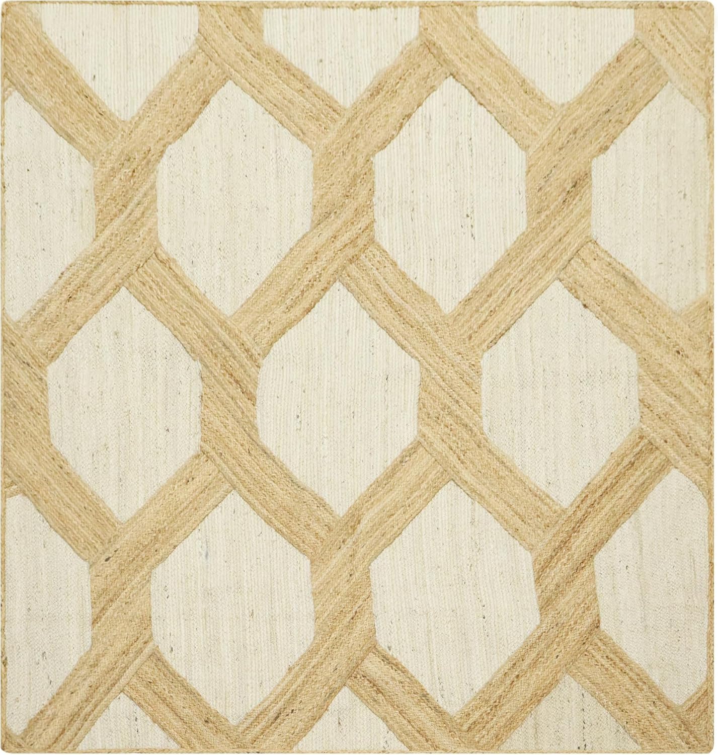 Kilim Area Rug 2x3 Flatweave Hand Braided Jute Offwhite Beige Design Handmade Boho Thick 0.27" Geometric Pattern Carpet Sisal Jute Rug Indoor Outdoor Use Rugs for Bedside, Kitchen, Yoga Mat - Colors B