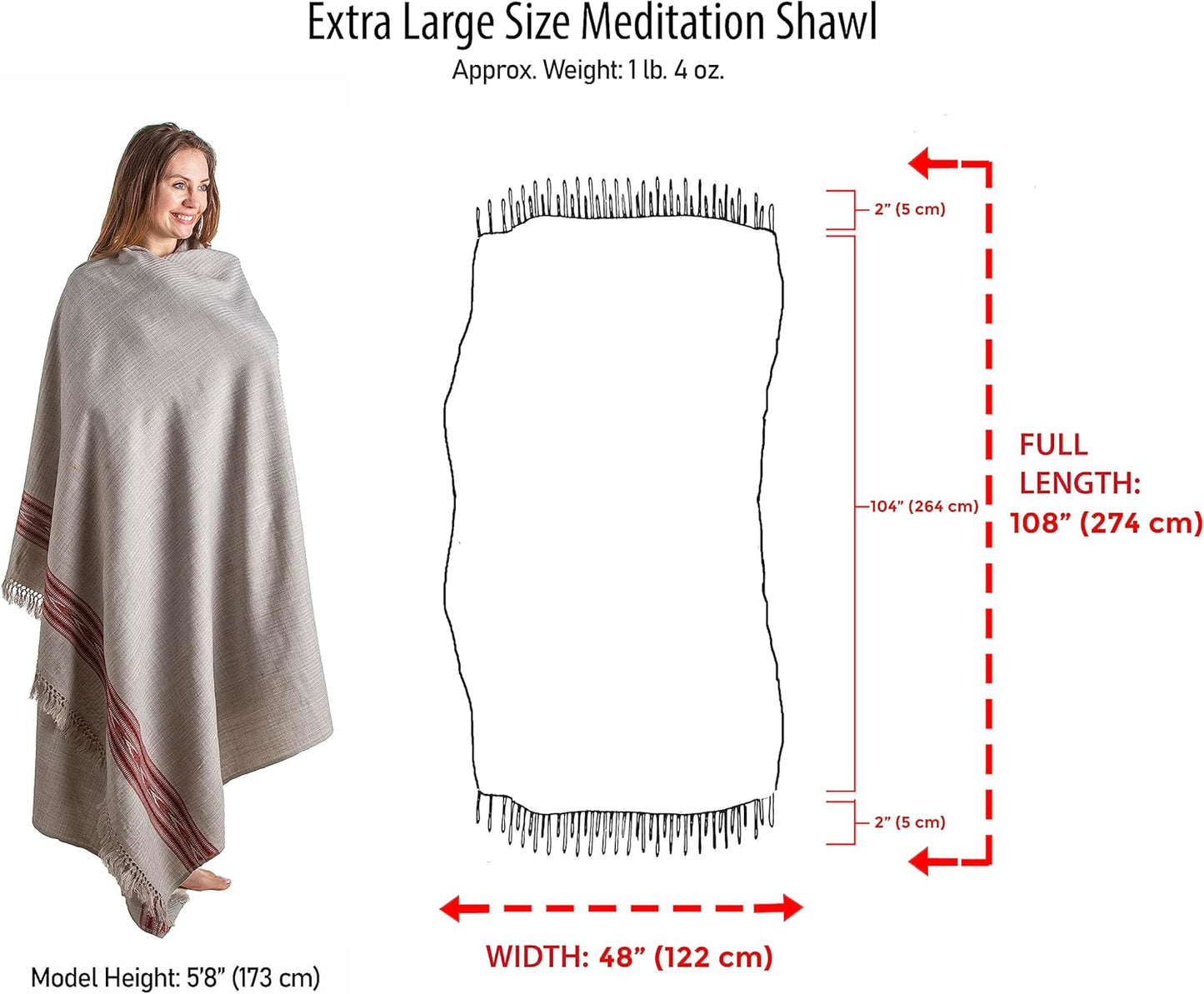 Exotic Meditation Shawl - Large Unisex Prayer Wrap, Oversize Scarf & Versatile Indian Stole Blanket
