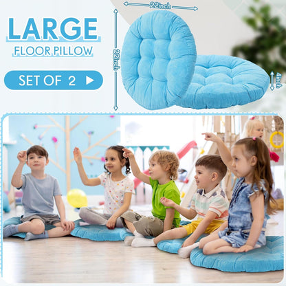 Jerify Floor Pillow Cushions Large Round Square Large Meditation Floor Pillow for Classroom Adult Meditation Picnic Party Seating Learning Daycare School(Square,Mixed Colors,4 Pcs)